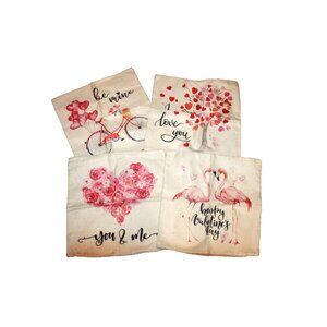 Throw Pillow Cover Sham Case 17" x 17" Set Of 4 Valenties Day Theme NEW
